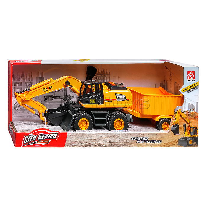 Машина "Эксакаватор на колесах" (свет, звук) в коробке