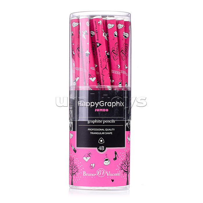 Карандаш чернографитовый "HappyGraphix  Романтическое путешествие. Париж" 4В супер мягкий, 3,5 мм