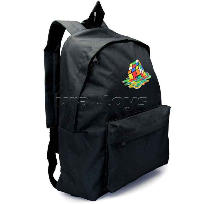 Рюкзак мягкий "Кубик черный" 1 отделение, на молнии с двумя бегунками, большой карман на молнии снаружи, мягкие наплечники, с подкладкой, материал полиэстер, размер 39х30х14см