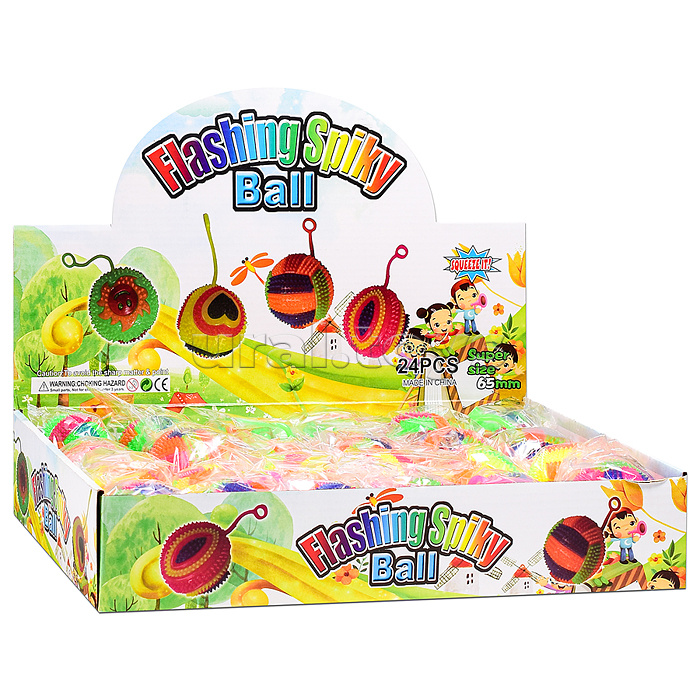 Мяч-ежик "Цветные полоски" со светом, (6,5см) в коробке