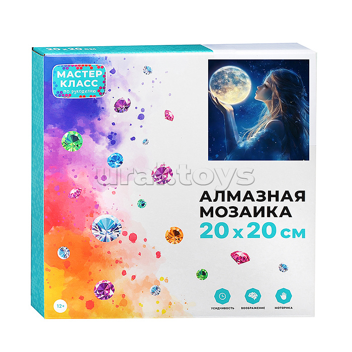 Мозаика алмазная "Девушка в мечтах" (светится в темноте) 20*20 см.
