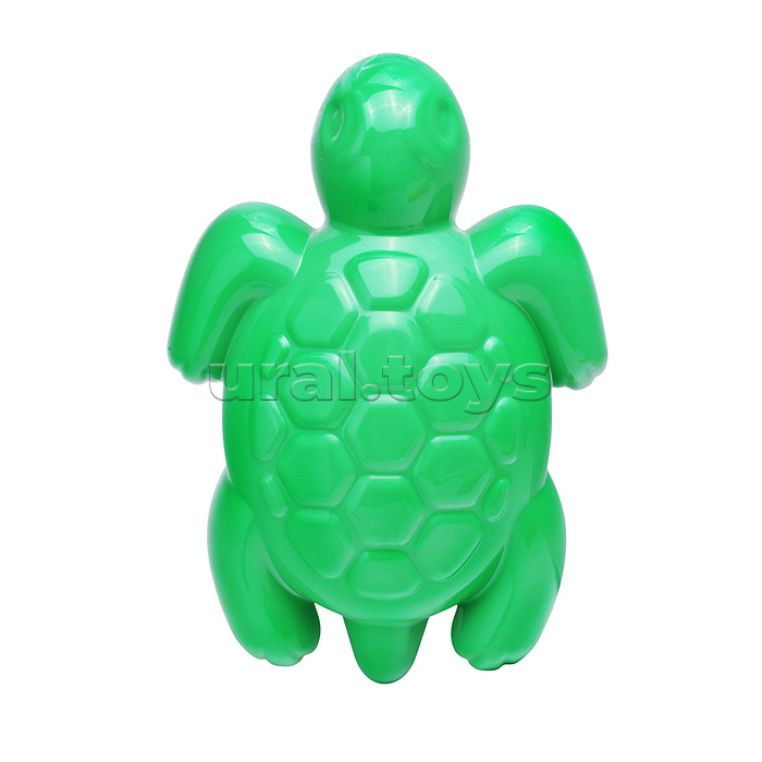 Набор №348: песочная мельница №2 с основанием ситечко среднее №2, ведро среднее с наклейкой, совок №2, грабельки №2, формочки (черепаха + морской конёк)