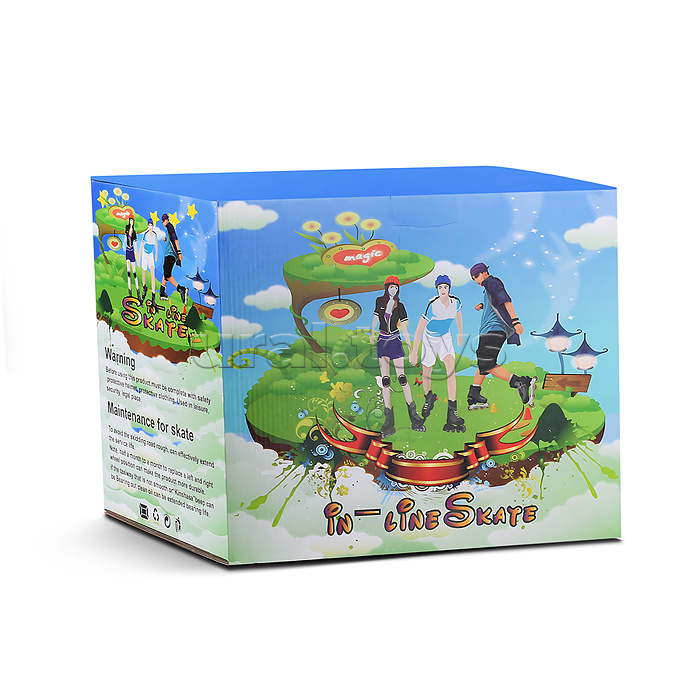 Ролики детские (размер M) с защитой для катания, синий, в коробке