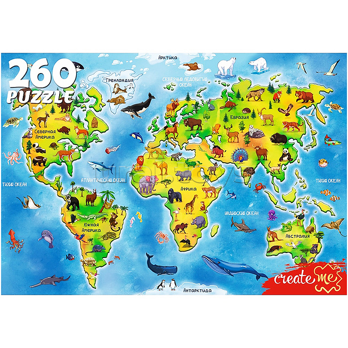 Пазлы 260 "Животные Земли"