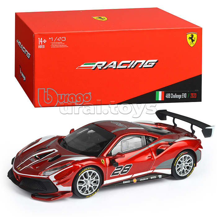 Гоночная машинка die-cast Ferrari - 488 Challenge EVO 2020, 1:43, красная