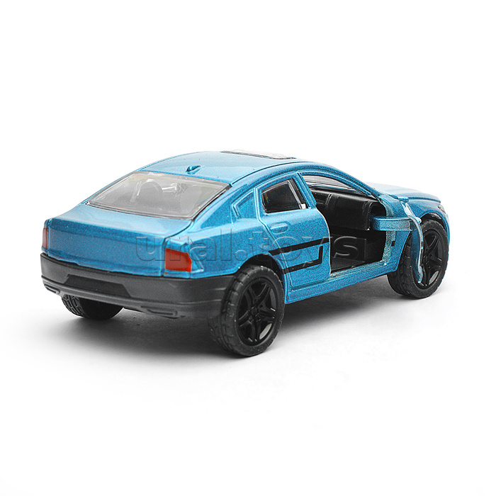 Синяя инерционная машинка люкс с принтом die-cast, 1:32, открывающиеся двери