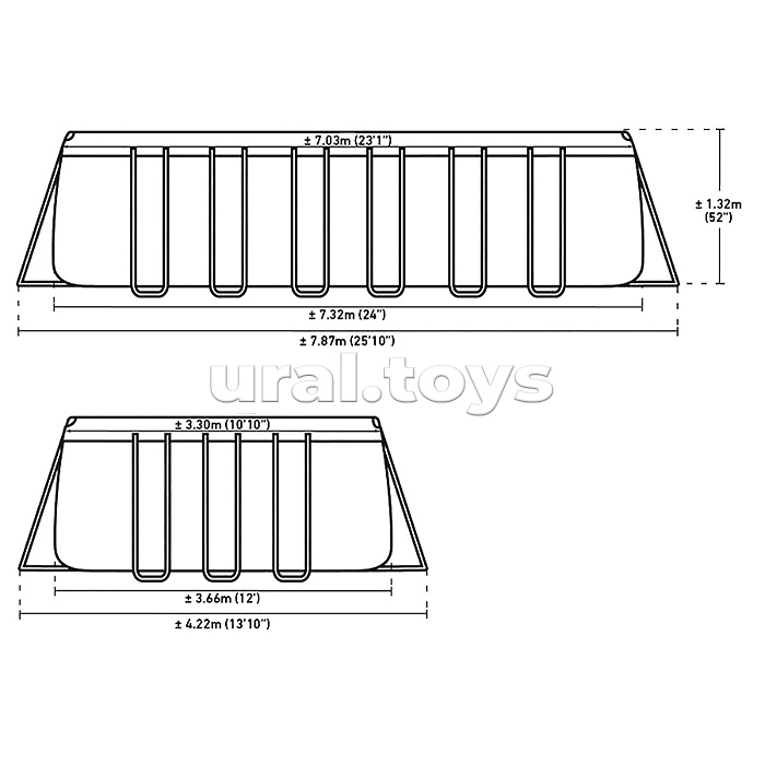 Бассейн каркаcный Ultra XTR Frame 732 х 366 х 132 см, комбинированный фильтр-насос, лестница, тент, подстилка, волейбольная сетка, набор для чистки, 26368NP INTEX