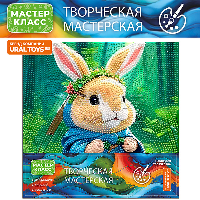 Мозаика алмазная "Зайчик в лодке" 30*30 см.