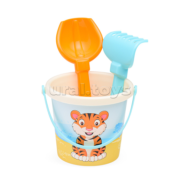 Набор №656 сафари: ведро малое с наклейкой, совок №2, грабельки №2