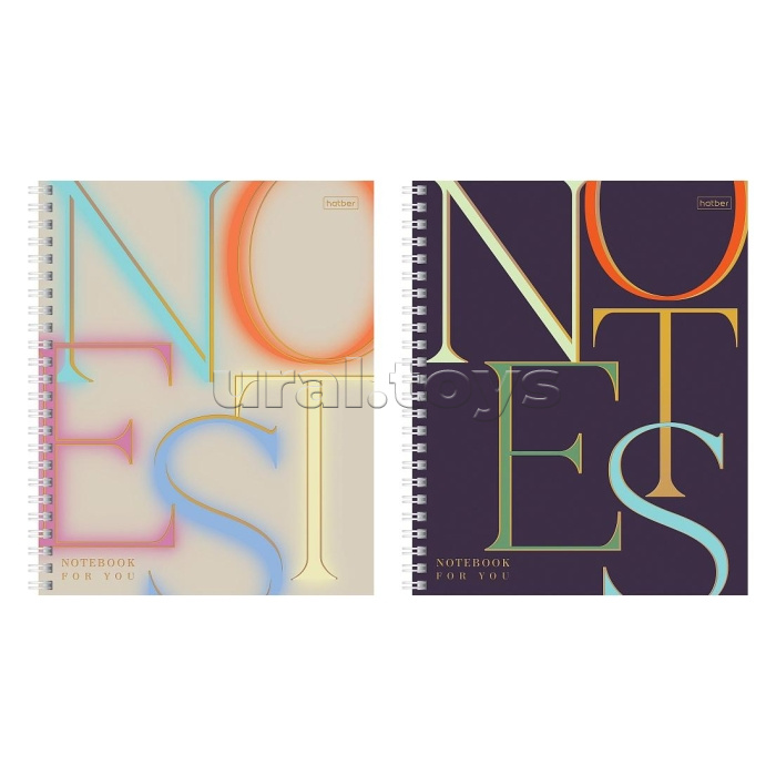 Тетрадь 96л. клетка "Notes" А5 на гребне перфорация на отрыв матовая ламинация 3D фольга, 2 диз. в блоке