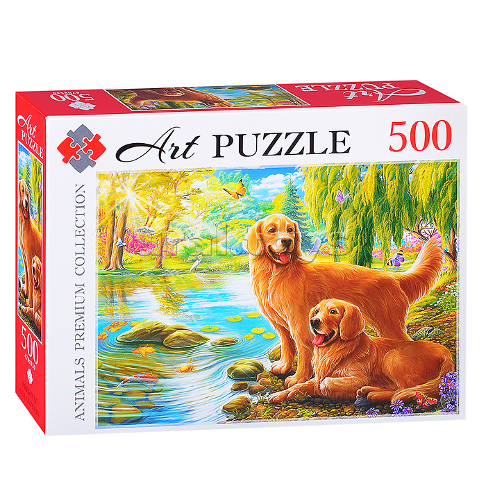 Пазлы 500 "Рыжие собаки у озера"