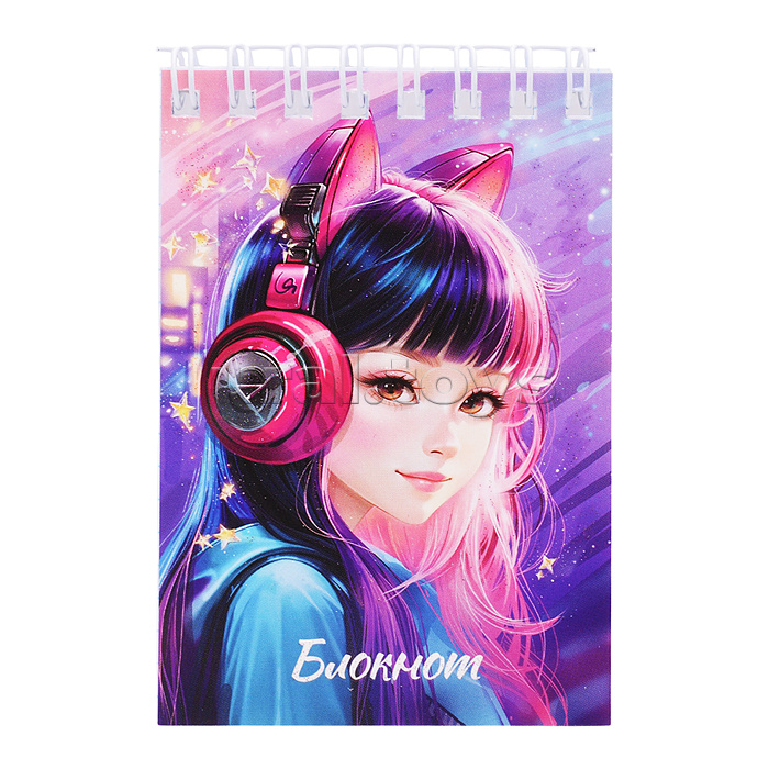 Блокнот А7 40л. "Девочка в наушниках" 60 г/м², клетка