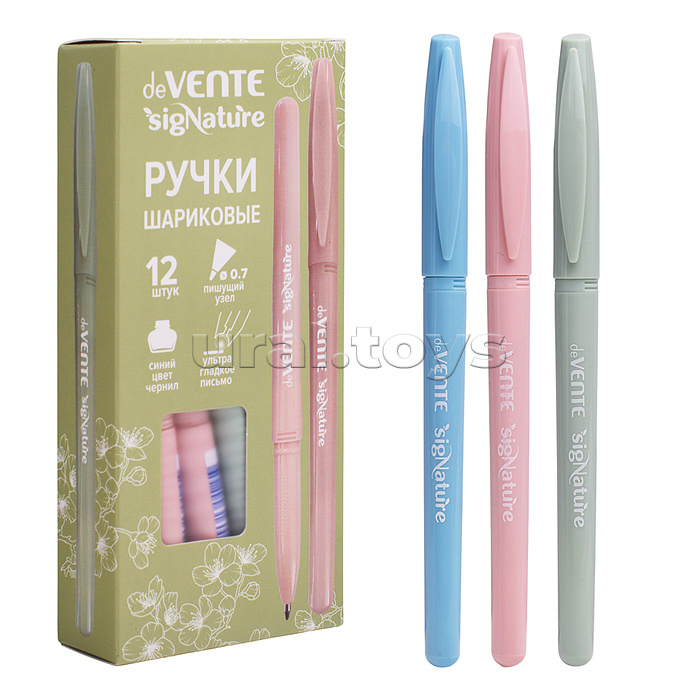 Ручка шариковая "SigNATURE" d=0,7 мм, ультра гладкое письмо, чернила на масляной основе, цветной корпус, рифлёная грип-зона, цвета корпуса ассорти, сменный стержень, в картонной коробке