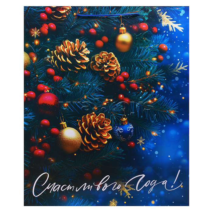 Бумажный пакет для сувенирной продукции с ламинацией, с шириной основания 40,6 cм