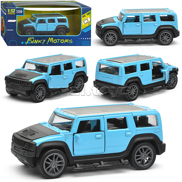 Голубая инерционная машинка Сафари die-cast,1:32, открывающиеся двери
