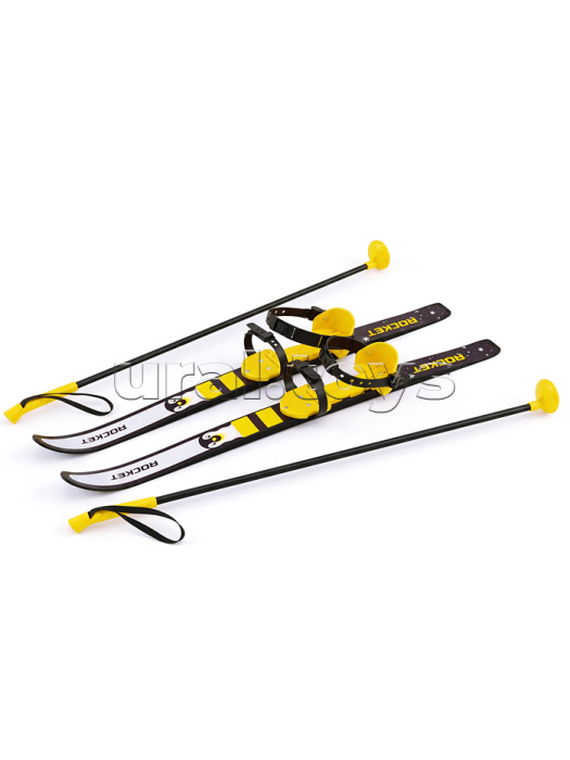 Лыжи детские "Пингвины" ROCKET SKI JUNIOR 90/90 см, универсальное крепление, с палками