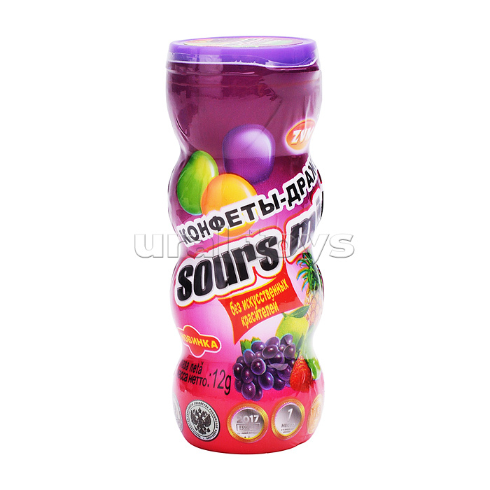 Конфеты-драже "Sours mix" со вкусом лимона, клубники и черники Zvn "Балабол" 12г*20 шт
