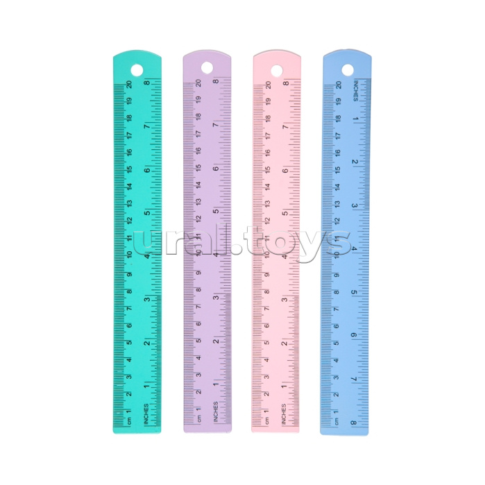 Линейка алюминиевая "Pastel" 20 см, с двусторонней шкалой, в пластиковом подвесе