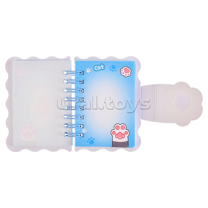 Блокнот на евроспирали "Лапки" 6х8.5 см, 80 л, цветной внутренний блок, плотность бумаги 70г/м2, 4 дизайна в ассортименте, ОПП-упаковка