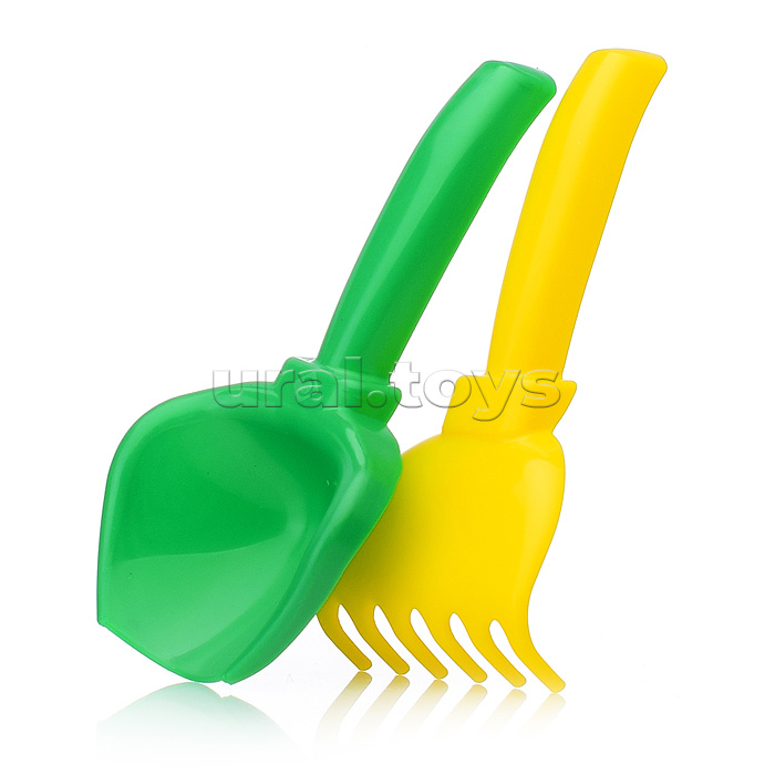 Песочный набор "Пляжный" ( 3 формочки, совок, грабли, ведро)