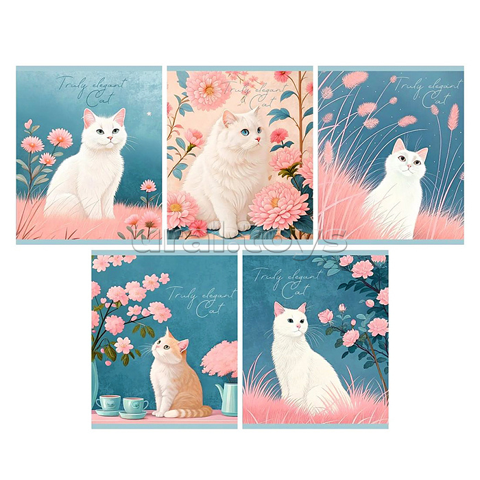 Тетрадь 48л. клетка "Elegant cat" А5 скрепка