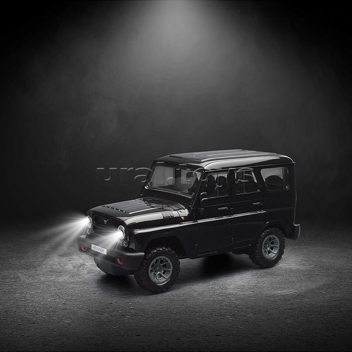 Машина UAZ Hunter 30 см, р/у (свет, черный) в коробке