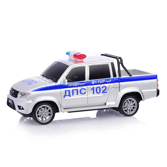 Машина р/у UAZ PICKUP "Полиция" 20 см, свет, сер,