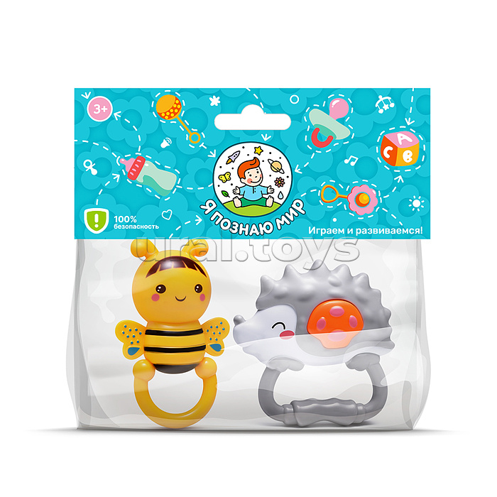 Набор погремушек "Ёжик и пчелёнок" в пакете Набор погремушек "Ёжик и пчелёнок" в пакете