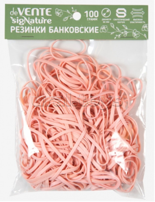 Резинки банковские "sigNature" синтетический каучук, диаметр 60 мм, 100 г, цвет пудрово-розовый