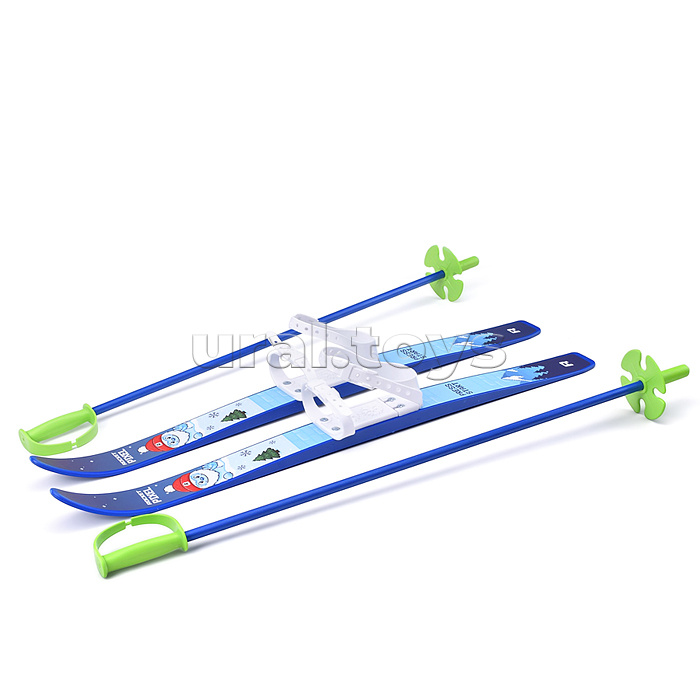 Лыжи детские "Снежный склон" ROCKET SKI KIDS 75/75 см, универсальное крепление, с палками