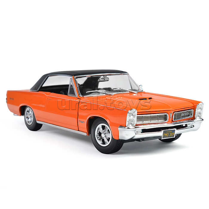 Машинка die-cast 1965 Pontiac GTO, 1:18, оранжевая, открывающиеся двери Машинка die-cast 1965 Pontiac GTO, 1:18, оранжевая, открывающиеся двери