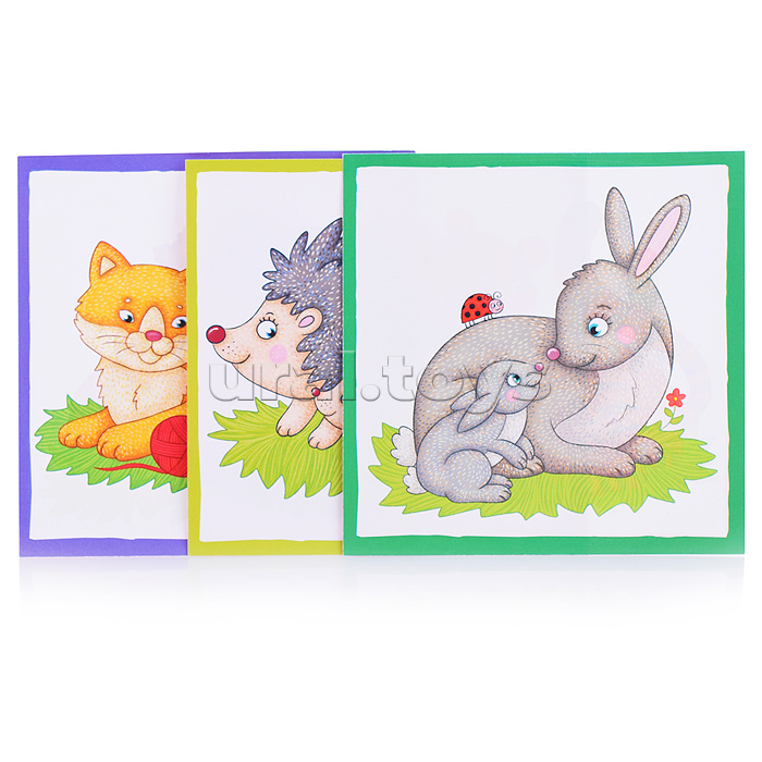 Умные кубики в поддончике. 4 штуки. У кошки котёнок. 2+