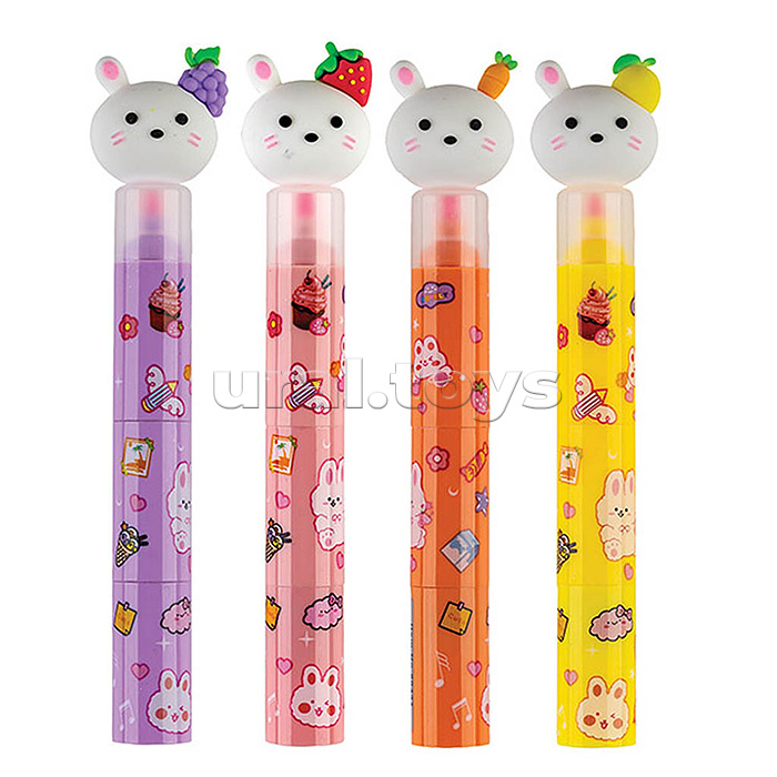 Маркер текстовый со скошенным наконечником "3 в 1 Cat" сегментный 1-5 мм ассорти, дисплей бокс