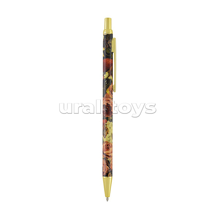 Ручка металлическая "Flora. Lush Bouquet" шариковая, 0,7 мм, синяя, в подарочной упаковке