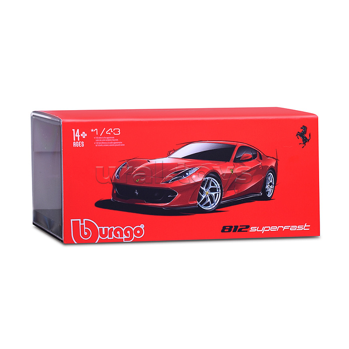 Гоночная машинка die-cast Ferrari - 812 Superfast, 1:43,  красная