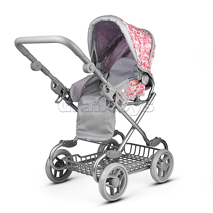 Коляская кукольная металлическая, с корзиной, принт сладости