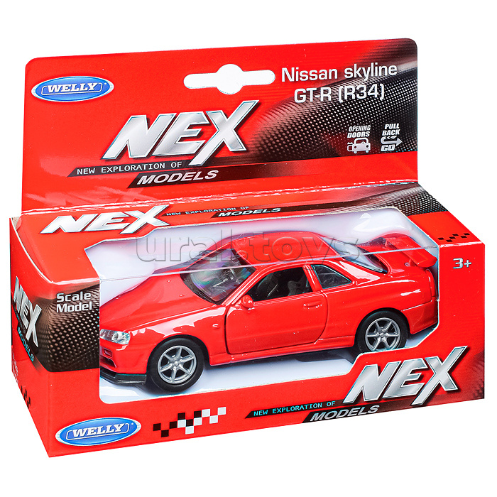 Машинка 1:38 Nissan Skyline GT-R R34, пруж. мех., цвет в асс. Машинка 1:38 Nissan Skyline GT-R R34, пруж. мех., цвет в асс.