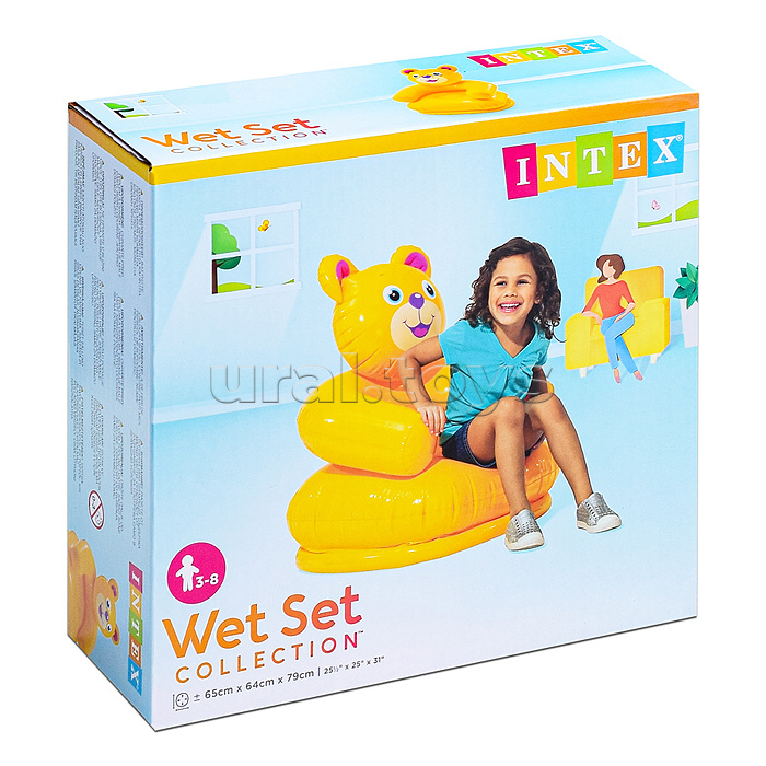 Кресло надувное «Весёлые звери», от 3-8 лет, до 60 кг, цвета МИКС, 68556NP INTEX