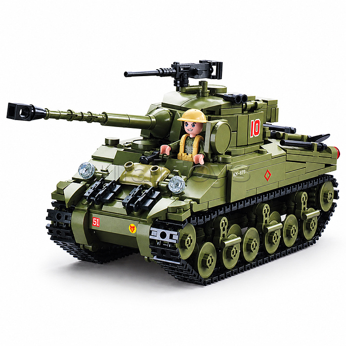 Конструктор "Военная база с танком и фигурками людей" (790 дет.) в коробке