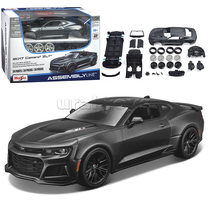 DIY машинка с отверткой die-cast Chevrolet Camaro ZL1, 1:24,  тёмно-серая