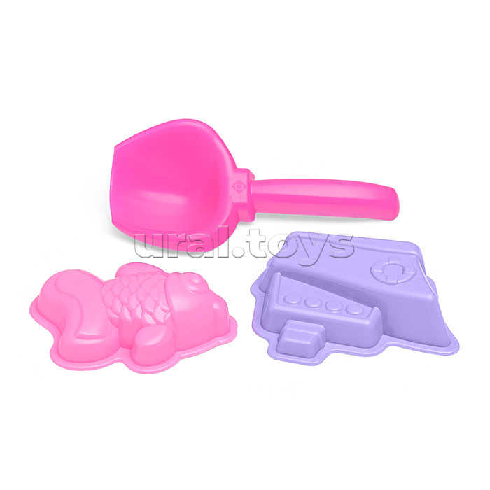 Песочный набор "Русалочка" ( 2 формочки, совок, ведро )