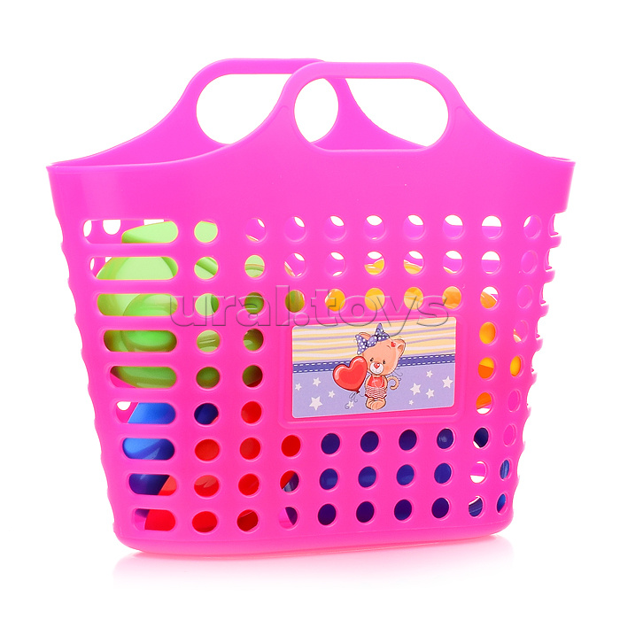 Песочный набор в корзинке "Садовый " ( 4 формочки, совок, грабли, леечка )