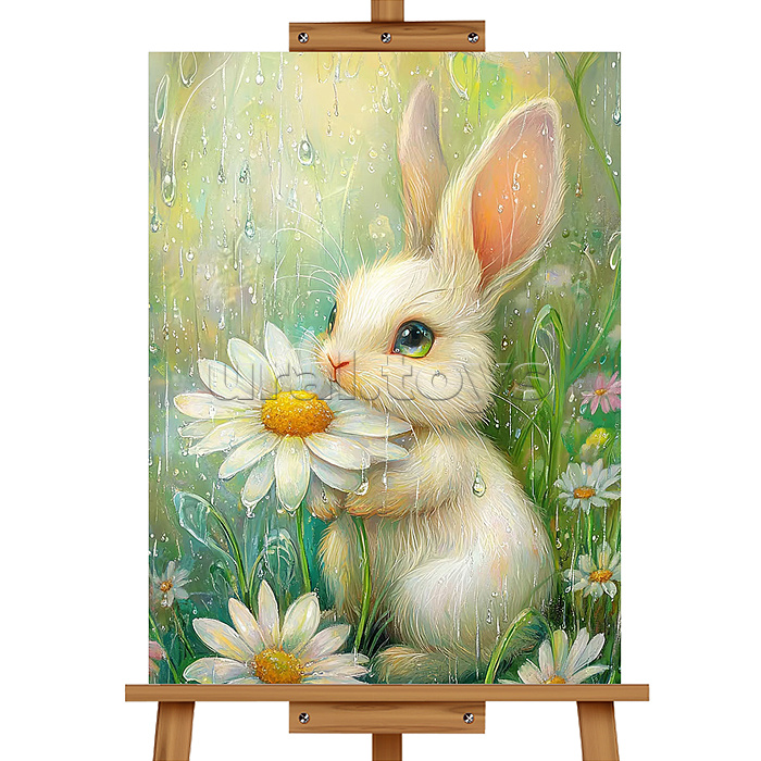 Мозаика алмазная "Зайчик с ромашкой" 20*30см.