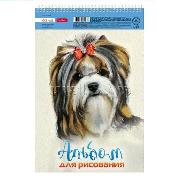 Альбом для рисования 40л А4ф перфорация на отрыв на спирали тиснение "Глазки, ушки, носик" Альбом для рисования 40л А4ф перфорация на отрыв на спирали тиснение "Глазки, ушки, носик"