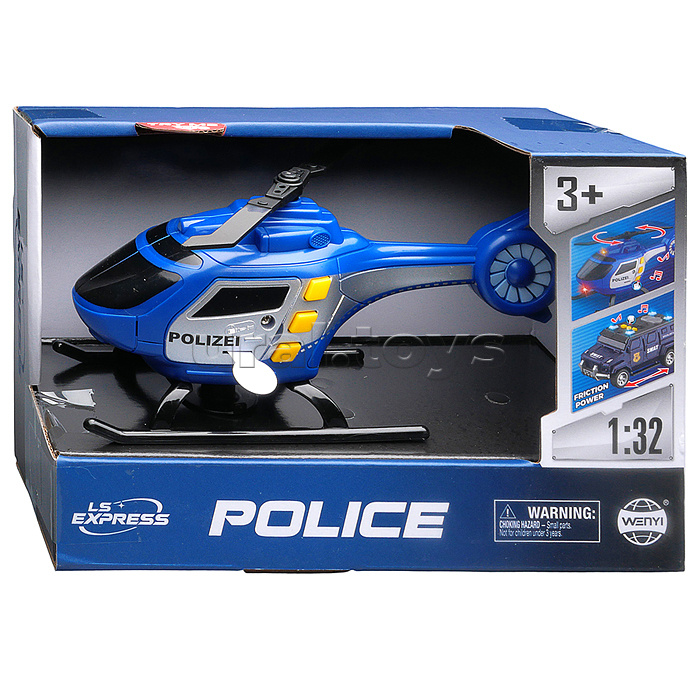 Вертолет "Полиция" 1:32 (свет, звук) в коробке