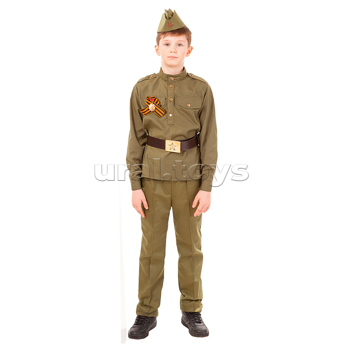 Костюм "Солдат"(гимнастерка, брюки, пилотка, ремень) размер 110-56