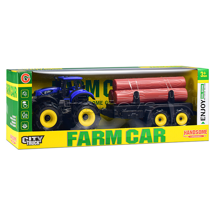 Трактор "Ферма" с бревнами, в коробке