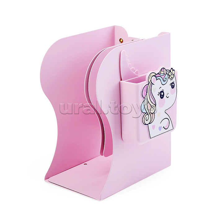 Подставка для учебников и книг "Unicorn" 19x14,7x9 см, металлическая, телескопическая, окрашенная, вес 800 г, с подставкой для пишущих принадлежностей, с противоскользящими ножками, в картонной коробке