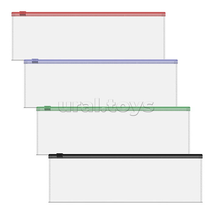 Zip-пакет пластиковый Fizzy Clear c цветной молнией, 230х70мм, прозрачный, ассорти (в пакете по 12 шт.)