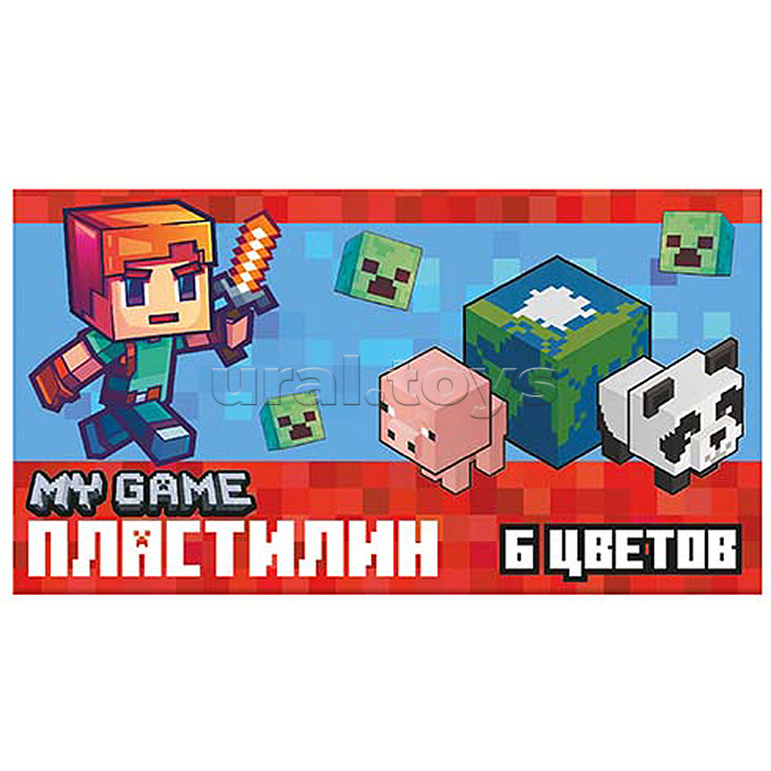 Пластилин 6 цветов "My Game" 120 гр, стека пластиковая, в термоусадке, картонная упаковка